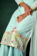 Turqoise Green Georgette Embroidered Palazzo Suit