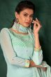 Turqoise Green Georgette Embroidered Palazzo Suit