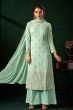 Sea Green Georgette Embroidered Palazzo Suit