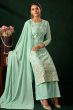 Sea Green Georgette Embroidered Palazzo Suit