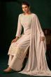 Dusty Peach Georgette Embroidered Palazzo Suit