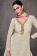 Off White Georgette Embroidered Anarkali Suit