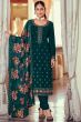 Green Georgette Embroidered Pant Suit