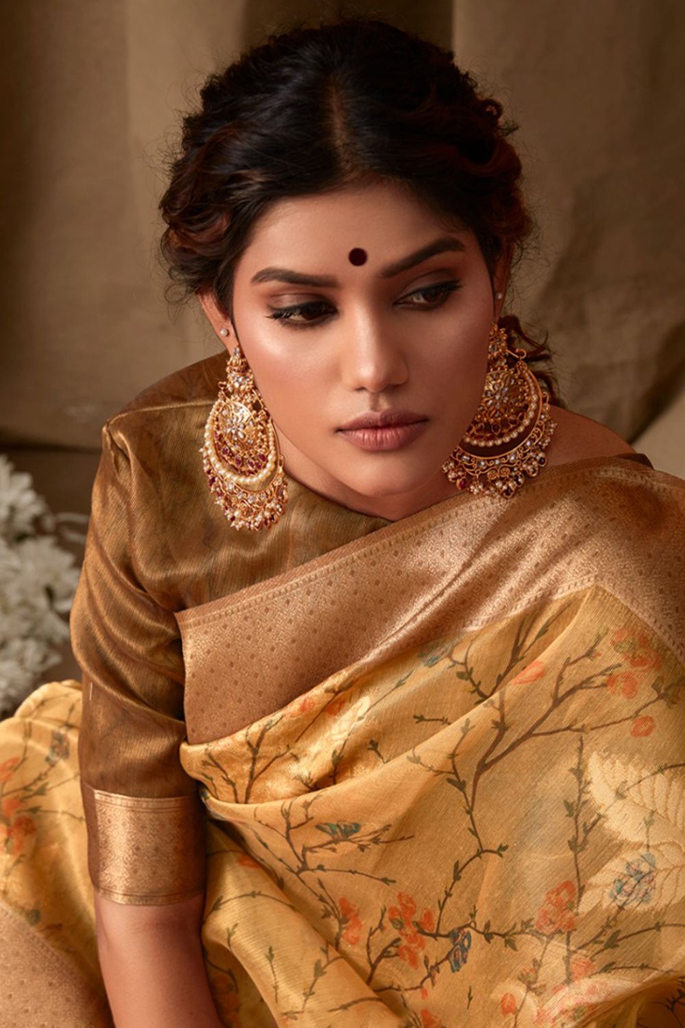Gold Banarasi Tissue Jacquard Saree