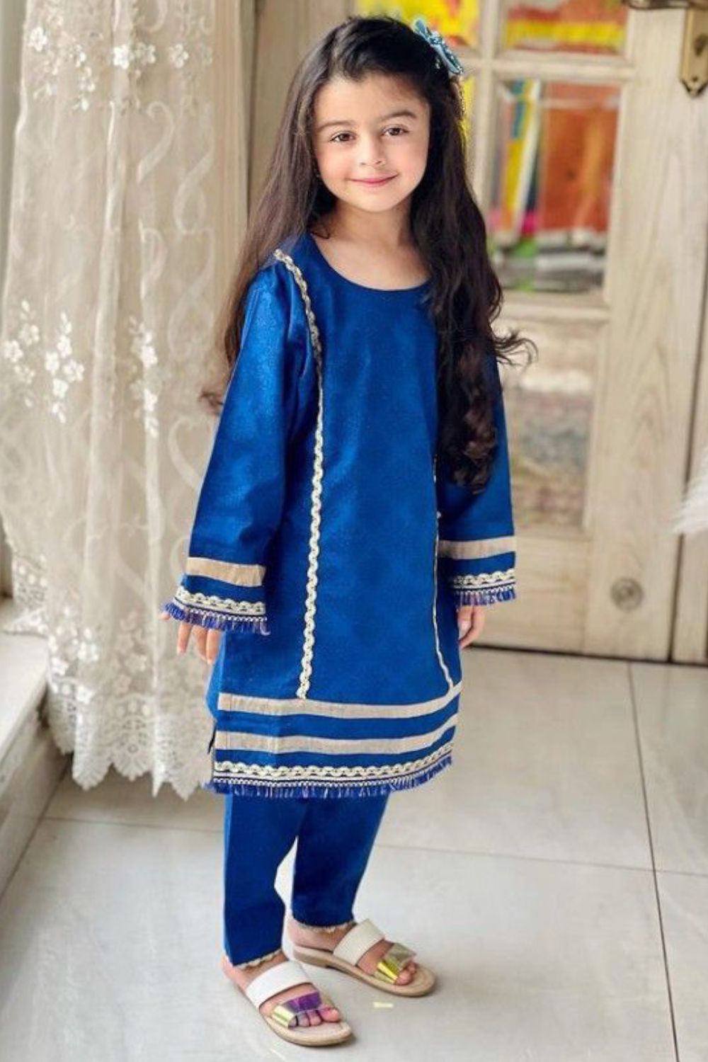 Blue Viscose Kurti Set