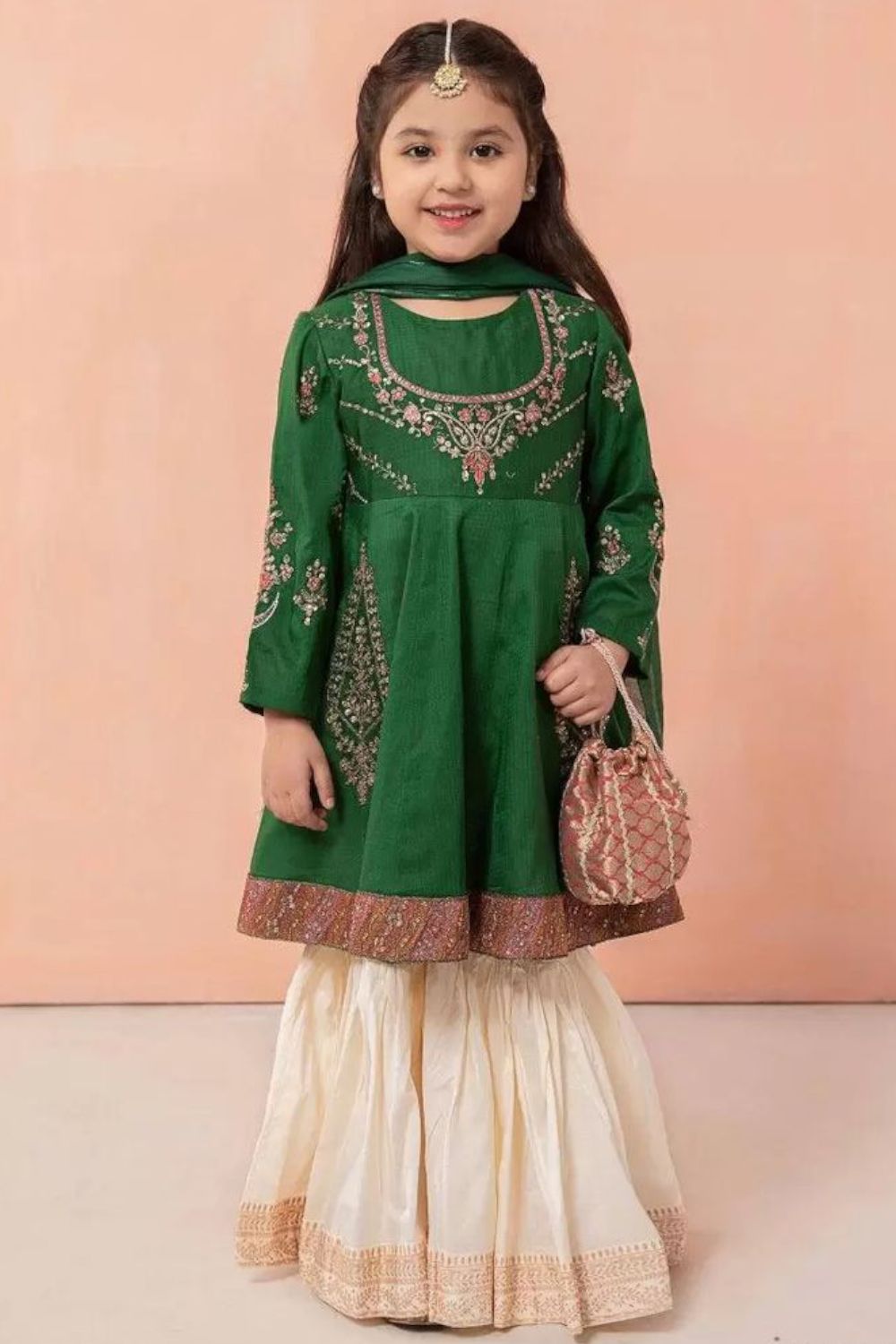 Green Cotton Gharara Suit Set
