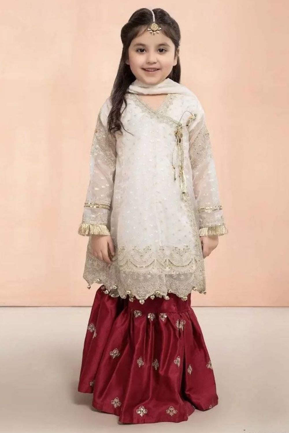 White Anagrakha Organza Gharara Set