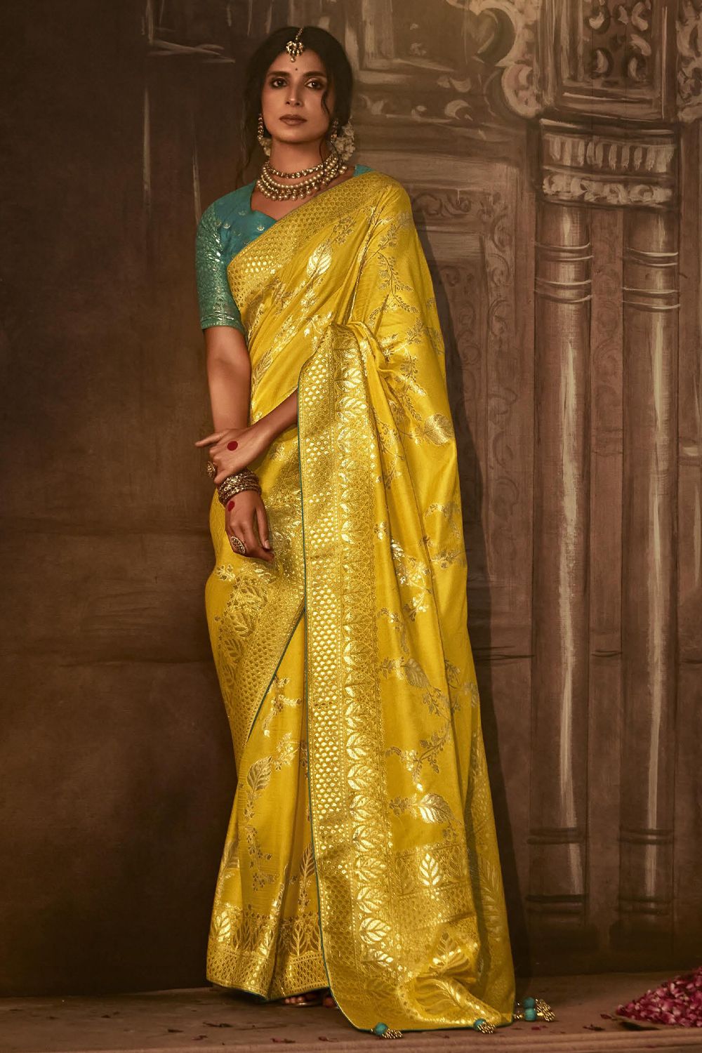 Mustard Yellow Silk Light Weight Saree