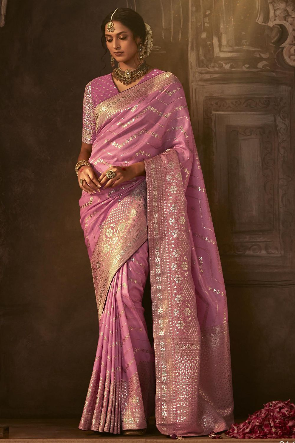 Baby Pink Silk Light Weight Saree