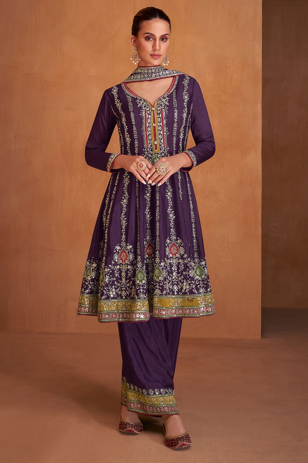 Violet Chinnon Embroidered Suit Set