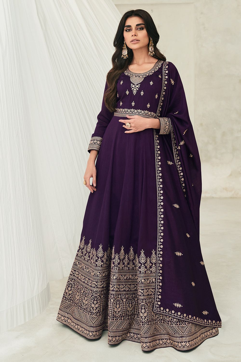 Violet Silk Anarkali Suit