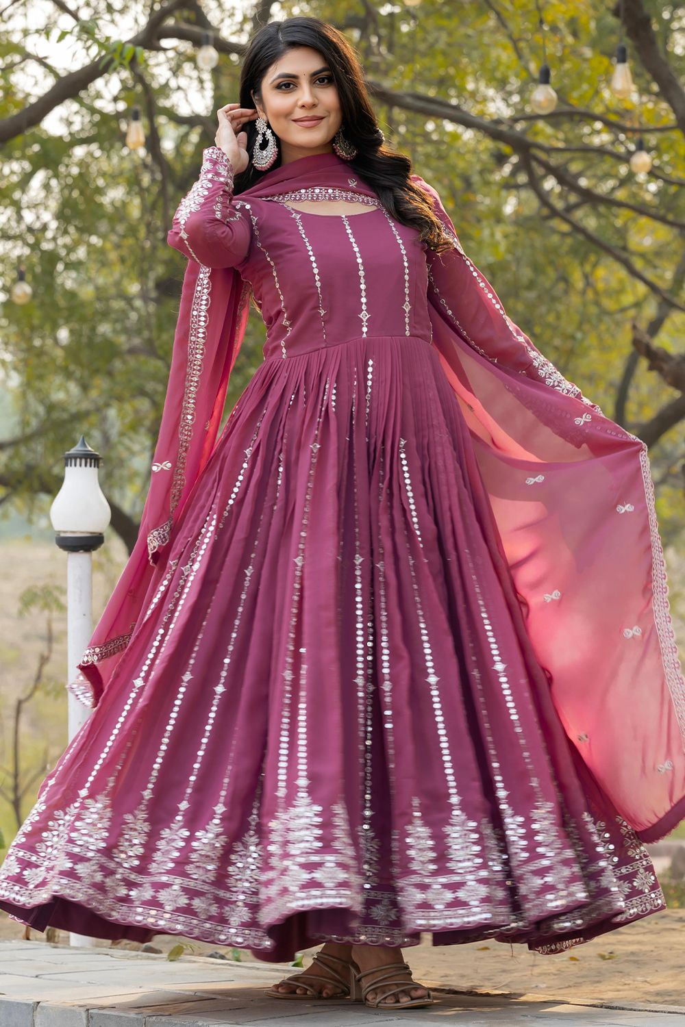 Dusty Pink Georgette Anarkali Suit