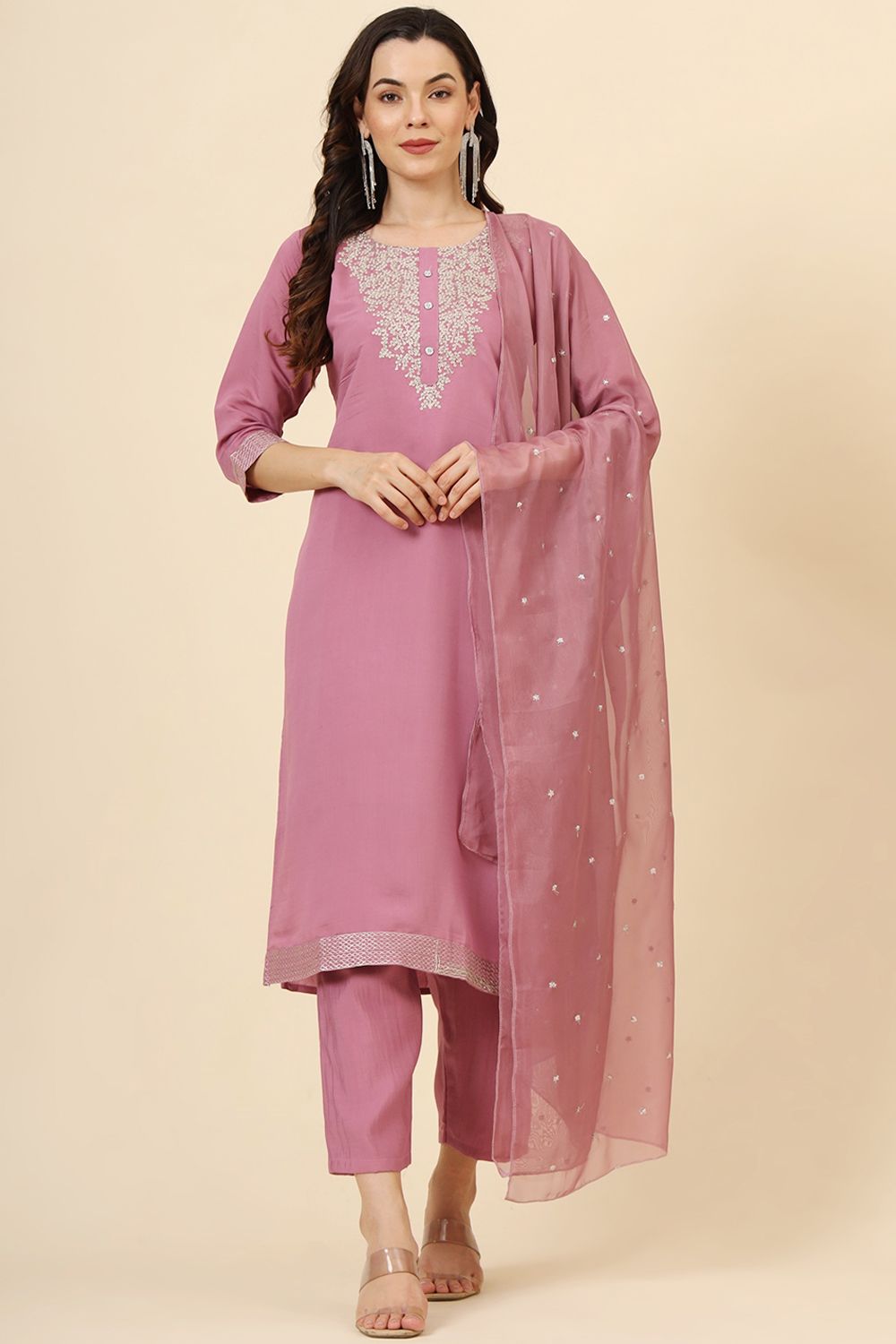 Pastel Pink Silk Salwar Kameez
