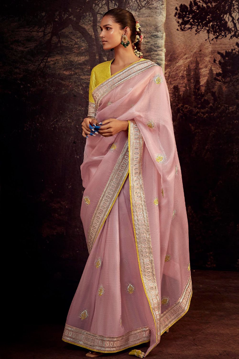 Pink Embroidered Fancy Fabric Silk Saree