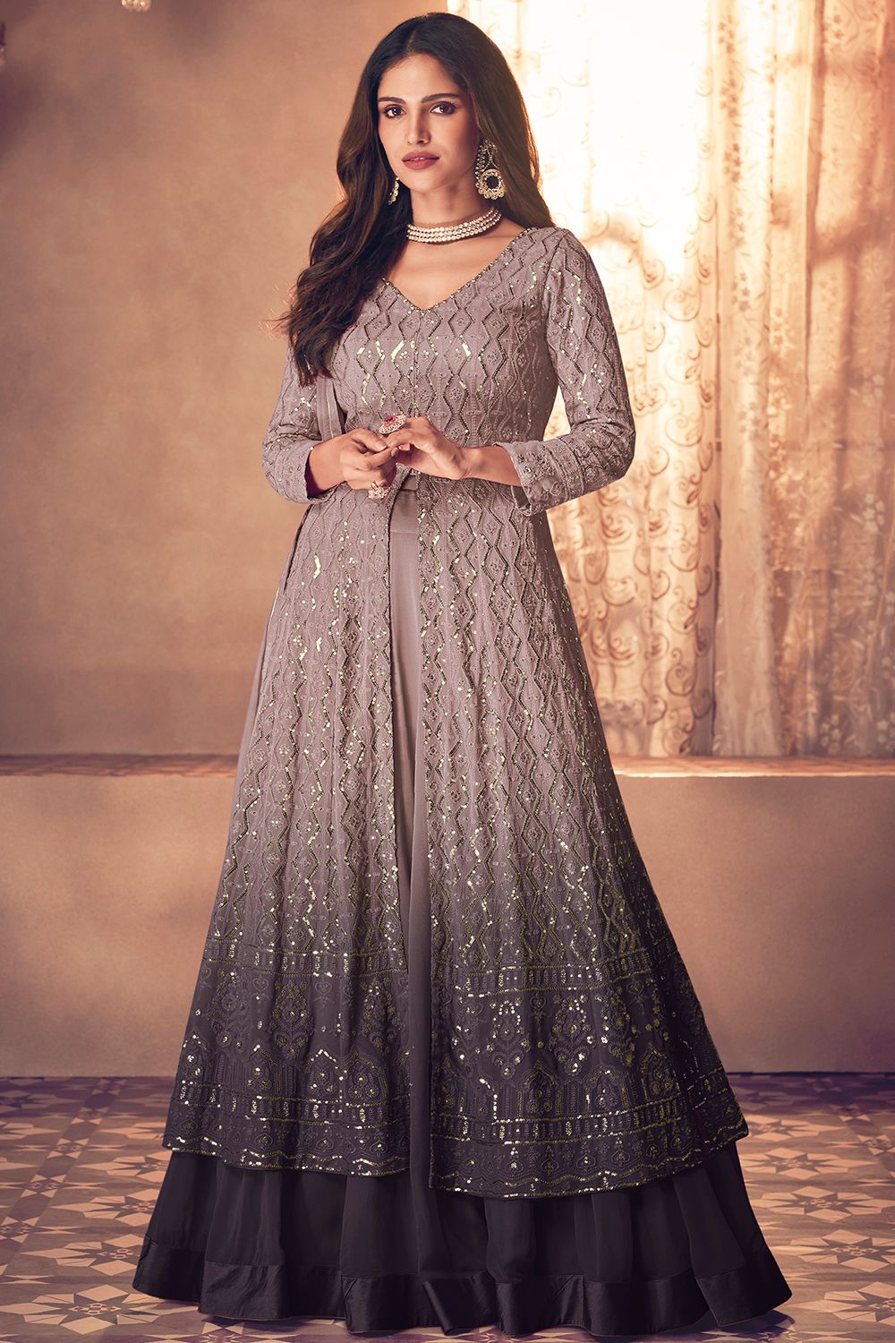 Purple Ombre Georgette Anarkali Suit