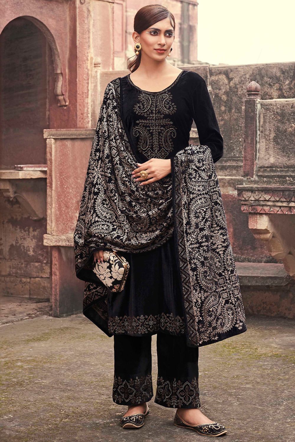 Black Velvet Suit Set